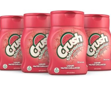 CRUSH Crush, Watermelon, Liquid Water Enhancer – New, Better Taste (4 Bottles, Makes 96 Flavored Water Drinks) 1.62 Fl Oz (Pack of 1)