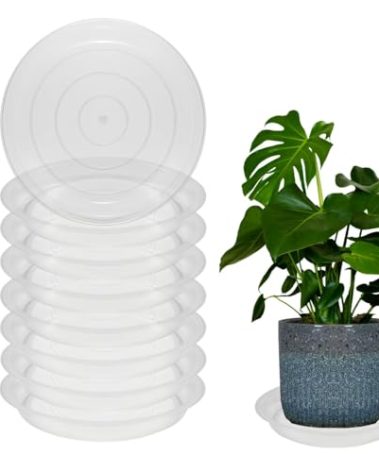 TNTIWQ 8 Pack 20 Inch Round Plant Saucers for Less 14Inch Pot Indoors Outdoors Plant Trays for Pots Planter Saucer Plastic Drip Tray Flower Water Tray for Pot(Clear, 20"(8pcs))