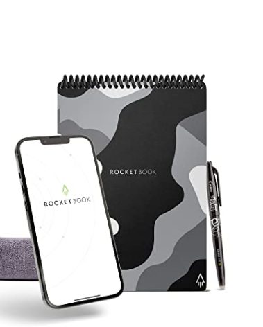 Rocketbook Smart Reusable Notebook, Flip Executive Size Spiral Notebook, Lunar Winter, (6" x 8.8"")
