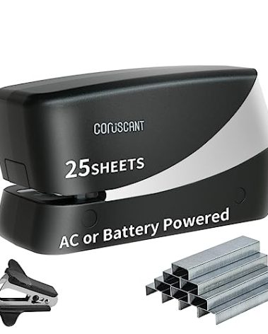 Coruscant Electric Stapler, Heavy Duty Desktop Stapler, Includes 2000 Staples and 1 Staple Remover, No-Jam Automatic AC or Battery Powered, 25 Sheet, Professional for Office Home School Use