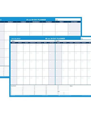 AT-A-GLANCE Wall Planner / Calendar, Undated, Erasable, 30/60-Day, 36 x 24, White/Blue (PM233-28)