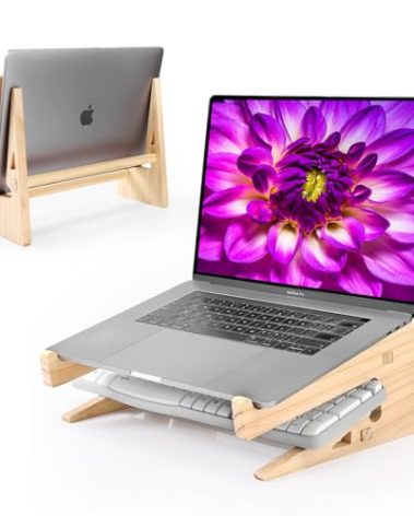 Wood Laptop Stand,Universal Computer Stands for Desk,Vertical Laptop Holder for MacBook Pro, Wooden Laptop Riser for MacBook Air, Dell, HP, Lenovo Compatible with 13.3 to 17.3 Inches All Laptops