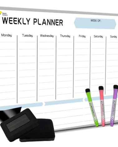 Magnetic Weekly Planner for Fridge – 17x12” Stain-Resistant Weekly Dry Erase Board with Nano Tech – Whiteboard Calendar for 2025 Schedules, Meals & Chores – Easy to Use with 4 Markers & Eraser
