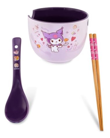 Sanrio Kuromi 20-Ounce Ramen Bowl With Chopsticks and Spoon