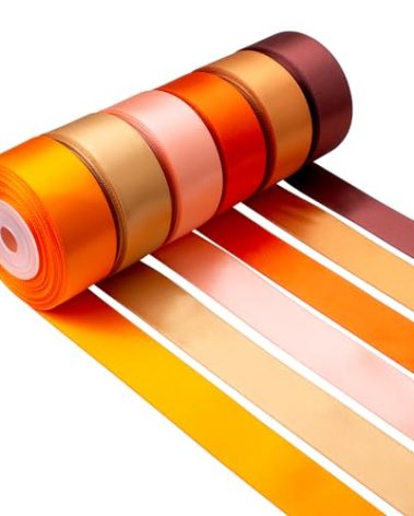 Mlurcu Burnt Orange Ribbon 1 Inch Wide Terracotta Ribbon Orange Satin Ribbon Assorted Solid Color Double Faced Satin Ribbon for Fall Wedding Flower Bouquet Wrapping Gift Wrapping Hair Bows Crafts