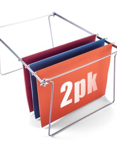 Officemate Hanging File Frame, Letter Size, Adjustable 14 to 18-Inches, 2 Count (Pack of 1),Silver, 91990