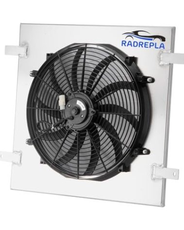 RADREPLA Aluminum Radiator Shroud Fan for 2007-2018 Jeep Wrangler JK 3.6L 3.8L V6 with Electric Fan 2x12 Fans 2008 2009 2010 2011 2012 2013 2014 2015 2017 07 08 09 10 11 12 13 14 15 16 17 18