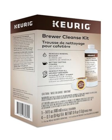 Keurig Brewer Cleanse Kit For Maintenance Includes Descaling Solution & Rinse Pods, Compatible with Keurig Classic/1.0 & 2.0 K-Cup Pod Coffee Makers, 4 Count
