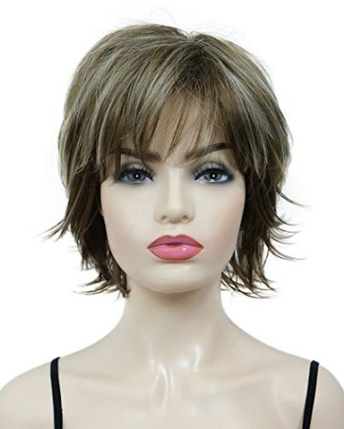 Lydell Short Layered Shaggy Full Synthetic Wig Wigs 12TT26 Brown Highlights