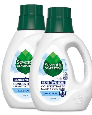 Seventh Generation Concentrated Laundry Detergent Liquid Free & Clear Fragrance Free 40 Fl Oz (Pack of 2)