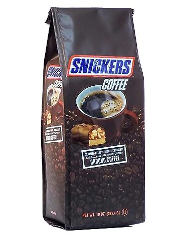 Ground Coffee, Medium Roast, Caramel Peanut Nougat Chocolate Snickers Flavored 10oz Bag