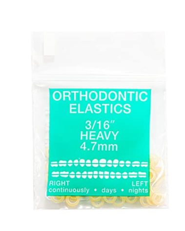 JMU Orthodontic Elastics 3/16 Heavy, 100 Pack Orthodontic Rubber Bands, Intraoral Elastic Bands Latex Dental Rubber Bands Made in USA