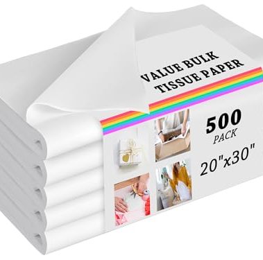 PINWATT 500 Sheets 20"X30" White Tissue Paper Bulk for Gift Bags Wrapping Paper, Birthday Weddings Showers Christmas Gift Packaging Arts Craft Party Favor Decoration