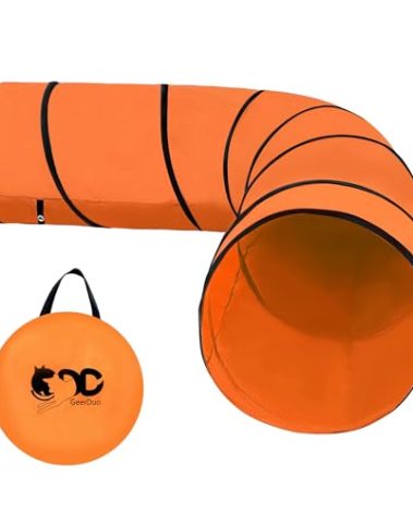 GeerDuo Dog Agility Tunnel, Dog Agility Equipment, Dog Agility Training with Carry Bag (Orange)