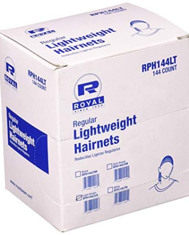 AmerCareRoyal Lightweight Hairnets - Comfortable, Breathable Hair Net for Food Service and Healthcare Facilities, Latex-Free, Disposable Hair Cap, 100% Latex Free, 24in, Light Brown, 144 Count
