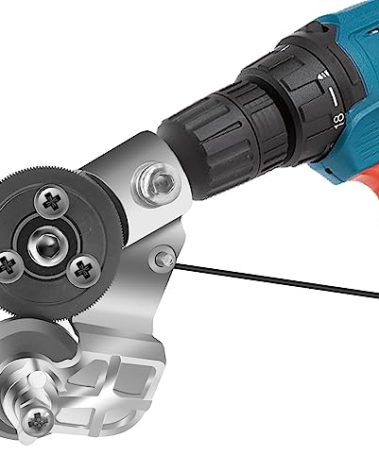 CZS Sheet Metal Cutter Drill Attachment, Electric Drill Shears Attachment Cutter Nibbler, Metal Nibbler Drill Attachment for Cutting Iron, White Sheet, Steel, Copper, Aluminum
