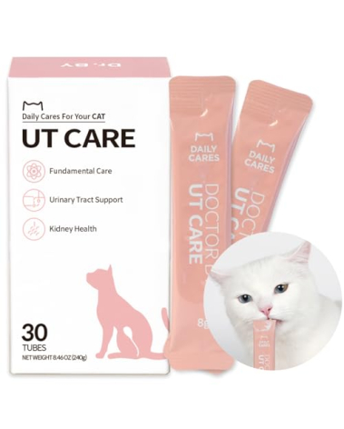 Dr.by UT Care Cat UTI Kidney Support Urinary Supplement Cranberry Treatment for Cats Renal Health with Pacran, Quercetin, Taurine lickable Formula Individually Packaged (1 Pack)