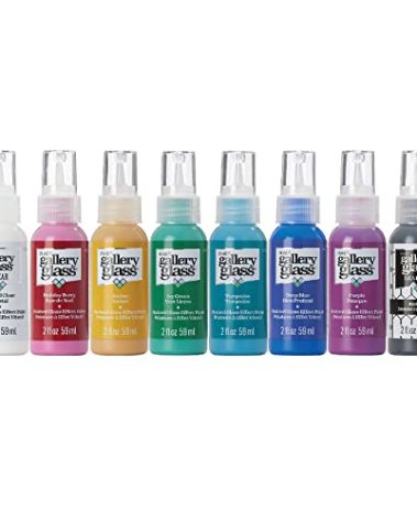 Gallery Glass Jewel Tones PROMOGGJL22 Stained Kit, 8 Piece Glass Paint Set for DIY Arts and Crafts, Perfect for Beginners and Artists