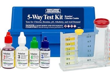 Poolmaster 22270 5-Way Swimming Pool or Spa Water Chemistry Test Kit with Case, Premier Collection