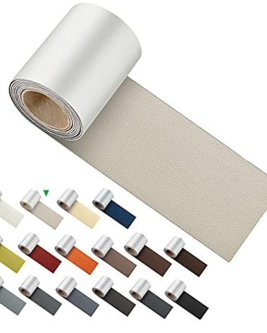 ILOFRI Self Adhesive Leather Repair Patch Tape 3x60 inch, Vinyl and Leather Repair Kit for Couches, Furniture, Car Seat, Boat Seat, Sofa, Vinyl Upholstery, Chair, Interior - Ivory