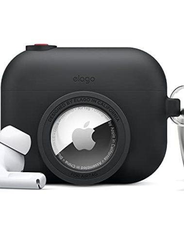 elago Snapshot Cover Compatible with Apple AirPods Pro, Compatible with AirTags[Black] - Cute Classic Camera Design, Locator Case, Drop Protection, Key Ring Included, Tracking Device Not Included