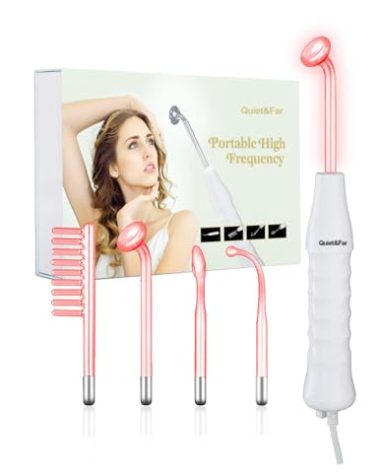 Quiet&Far High Frequency Facial Machine Skin Care Tool for Face Skin Care High Frequency Facial Wand Device with 4 Tubes