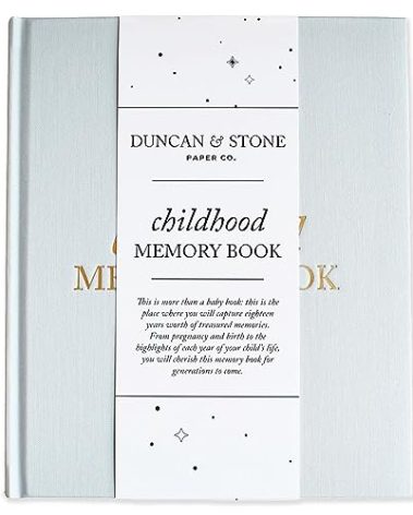Childhood Memory Book - Elegant Child Memory Book For Kids Till Age 18 W/Guided Prompts, & More - Childhood Memory Journal (175 Pages, Sky Blue)