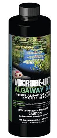 MICROBE-LIFT ALGA32 Algaway 5.4 Algae Control Treatment for Ponds and Water Gardens, Safe for Koi Fish, Goldfish, Plants, and Decorations, 32 Ounces