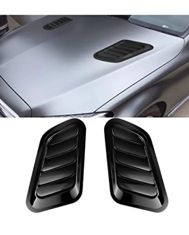 2PCS Universal Hood Air Vents for Car Hood Scoop, Bonnet Vent Hood Air Intake Trim Cover (Black)