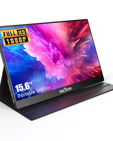 InnoView Portable Monitor, 15.6 Inch FHD 1080P HDMI USB C Second External Monitor for Laptop, Desktop, MacBook, Phones, Tablet, PS5/4, Xbox, Switch, Built-in Speaker with Protective Case