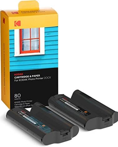 KODAK Dock Plus & Dock Photo Printer Cartridge PHC-80 – Cartridge Refill & Photo Paper- 80 Pack