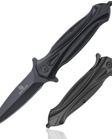 DOOM BLADE EDC Spring Assist Folding Pocket knife,Glass Breaker, Cool Knives for Outdoor Camping - Military Style - Tactical Knife with Liner Lock (Knife * 1)