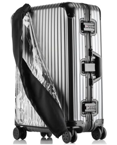 Linpr Transparent PVC Suitcase Cover, No Disassembly Required Clear Luggage Cover, Waterproof Travel Wrap Luggage Protectors (Black, 34)
