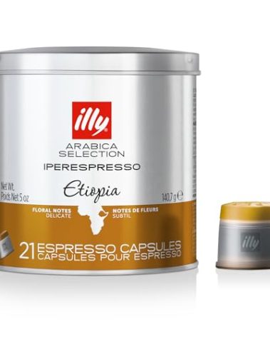 illy Coffee iperEspresso Capsules - Single-Serve Coffee Capsules & Pods - Single Origin Coffee Pods – Etiopia Roast with Notes of Jasmine - For iperEspresso Capsule Machines – 21 Count