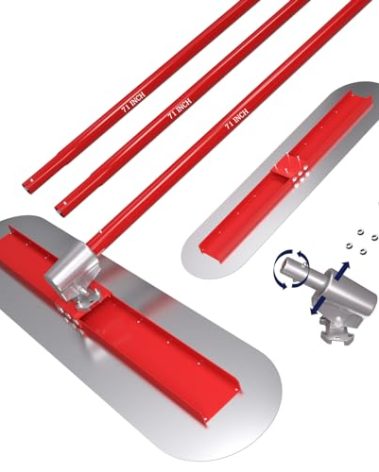 RUPERTOOL 48''x12'' Concrete Bull Float Kit Fresno Round End Concrete Finishing Trowel Stainless Steel Trowel Board with 3 Handles and Tilt Bracket
