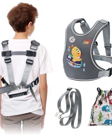 2025 New Safety Walking Harness for Big Kids (6-12yrs) with Autism Special Needs ADHD, Anti-Elopement Vest Harness with Grab Handle and Light Reflector, Adjustable Leash for Autistic, Active Child