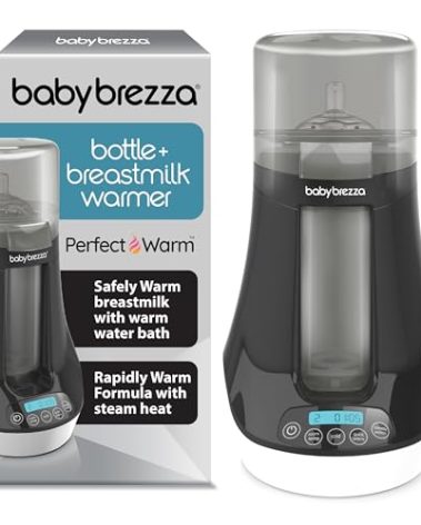 Baby Brezza Fast Baby Bottle Warmer - Baby Milk Warmer + Breastmilk Warmer Defroster – 2 Unique Temperatures for Breastmilk + Formula - Universal Fit for All Bottles, Storage Bags + Food Jars