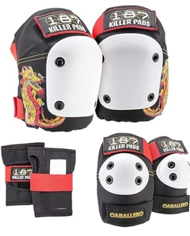 187 KILLER PADS Six Pack Pad Set, Elbow Pads, Knee Pads, and Wrist Guards - Ideal for Skateboarding, Roller Skating, and Inline Skating