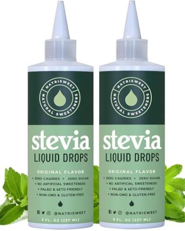 Natrisweet Liquid Stevia Drops, 8oz 2pack, Pure Sweetener from Stevia Extract, Plant-Based Sugar Substitute, Zero Calorie Keto Sweetner, Mix Liquid Sugar into Drinks and Treats, Non-GMO