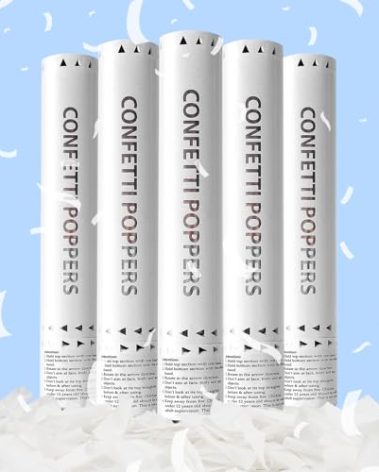 White Confetti Poppers,Rice Paper Water Soluble Cannon for Wedding,Biodegradable Confetti Poppers Air Powered For Engagement,Wedding,Birthday,Celebrations and New Years Eve(White 5pack)