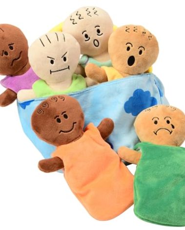Constructive Playthings 6-Piece Expression Plush Baby Dolls Set for Social Emotional Learning, Plush Multicultural Sensory Cloth Babies Toy Set, Multicolor
