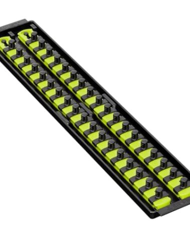 Ernst Manufacturing 19-Inch Socket Boss Premium 2-Rail, 3/8-Inch-Drive Socket Organizer, High-Visibility (8462HV) - Made in the USA