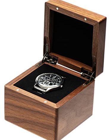 COSISO Single Walnut Wooden Watch Box Watch Storage Travel Case Organizer for Men and Women Wristwatch Display Box Holder