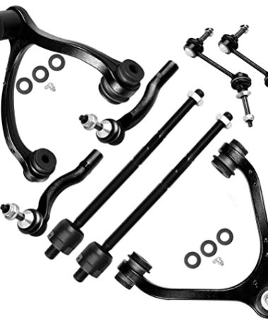 SCITOO 8pcs Front Upper Control Arm w/Ball Joints Inner Outer Tie Rod Ends Sway Bar Links Fit 2003-2011 For Ford Crown Victoria For Lincoln Town Car For Mercury Grand Marquis Marauder K80040 ES3693
