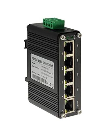 Mini Industrial 5-Port Gigabit Ethernet Switch - Hardened, 10/100/1000Mbps, Din Rail & Wall Mountable (-40 to 167 F), 10Gbps Switching Capacity