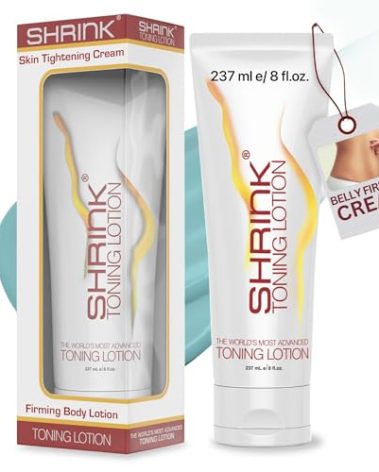 Shrink Toning Lotion - Heat Activated Cellulite Cream and Firming Body Lotion for Women and Men - Body Cream for Stomach, Tummy, and Body - with Caffeine, Vitamin E, Skin Tightening Body Cream (8oz)