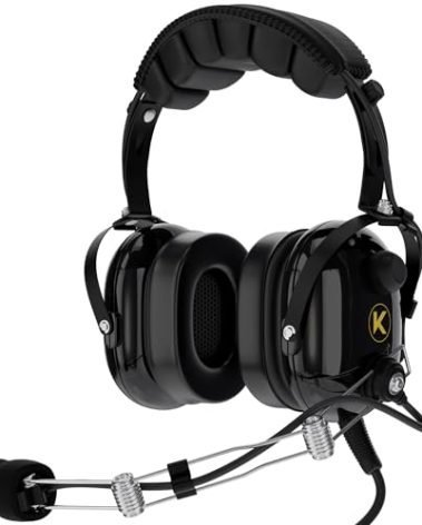 KORE Aviation P1 General Aviation Headset for Pilots | Mono, 24 db Passive Noise Reduction Rating, Noise Canceling Microphone, Acoustic Foam Ear Cups, AUX Port for MP3 Music Input with GA Dual Plugs
