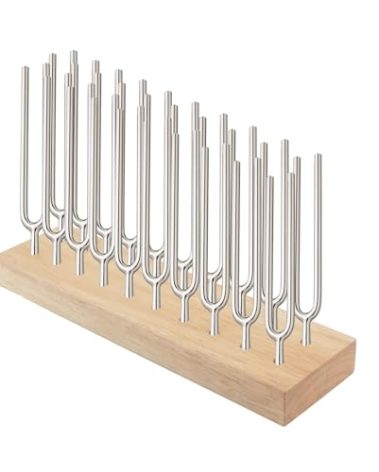 Klmnop Tuning Fork Holder, Wooden Tuning Fork Storage Rack Holds Up to 20 Tuning Forks for Convenient Storage(Fork Not Include)