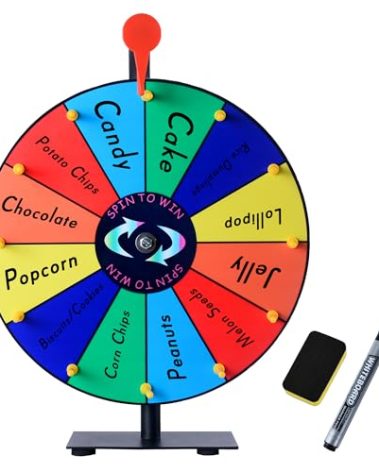 LRMBKM 12 Slots Prize Wheel,12 Inch Prizes Spinner with Stand and Heavy Duty Base,Ruleta De Premios,Spin The Wheel for Fortune Spinning Game Carnival & Engaging Home Parties,Tradeshow.