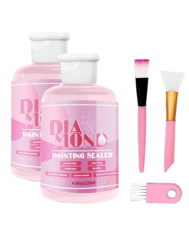 LGYAYARUN Diamond Painting Sealer Glue Kit 2 Pack 8OZ with Silicone Brush, Diamond Art Sealer Clear Finish High Gloss Permanent Hold & Shine Effect Puzzle Glue Clear Diamond Art Kits for Adults
